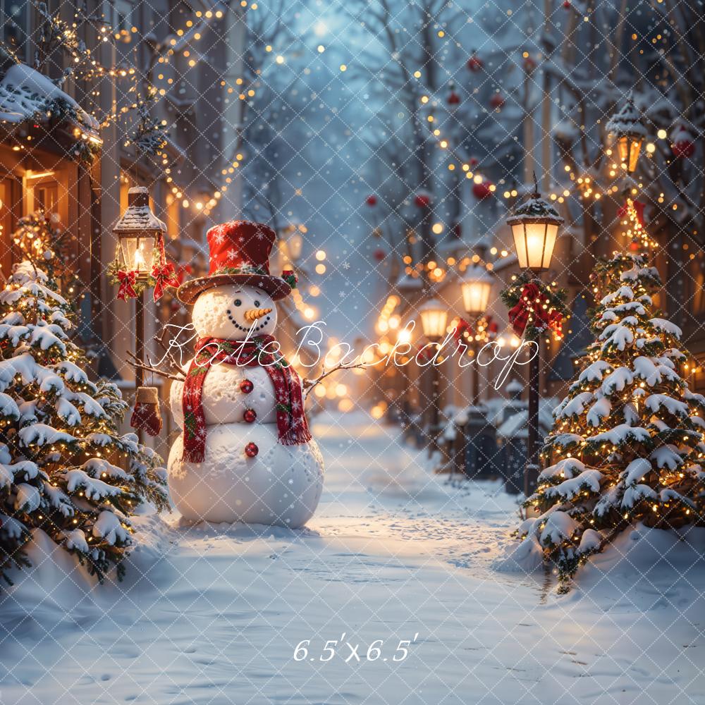 LONSALE Kate Snowman Street Christmas Backdrop Designed by Emetselch - Kate Backdrop AU