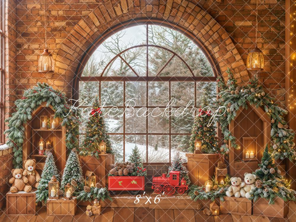 Kate Brick Arch Windows Christmas Backdrop Designed by Emetselch