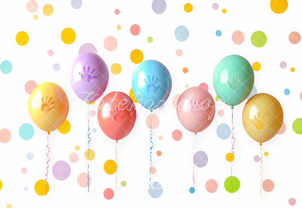 Kate Colourful Balloons Polka Dots Backdrop Designed by Emetselch