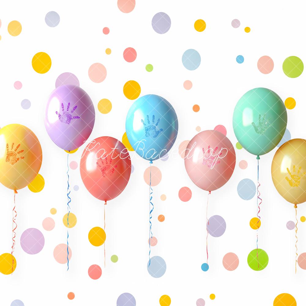 Kate Colourful Balloons Polka Dots Backdrop Designed by Emetselch