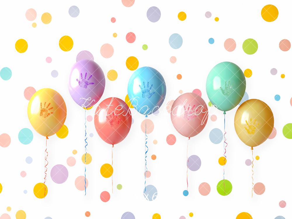Kate Colourful Balloons Polka Dots Backdrop Designed by Emetselch