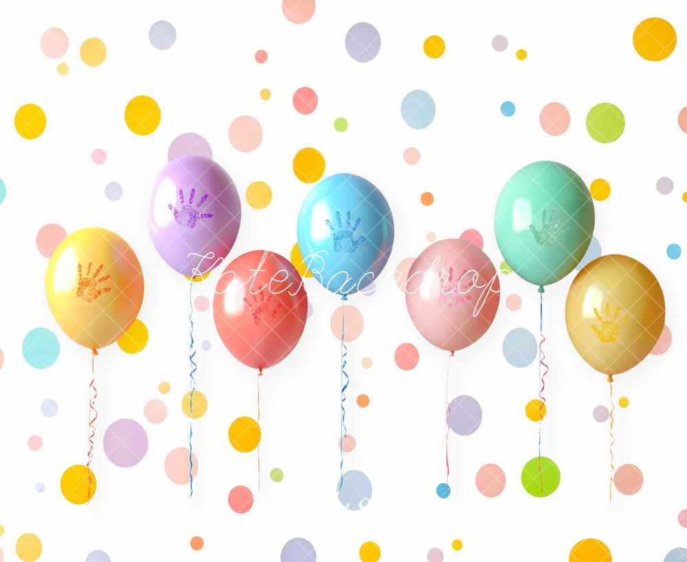 Kate Colourful Balloons Polka Dots Backdrop Designed by Emetselch