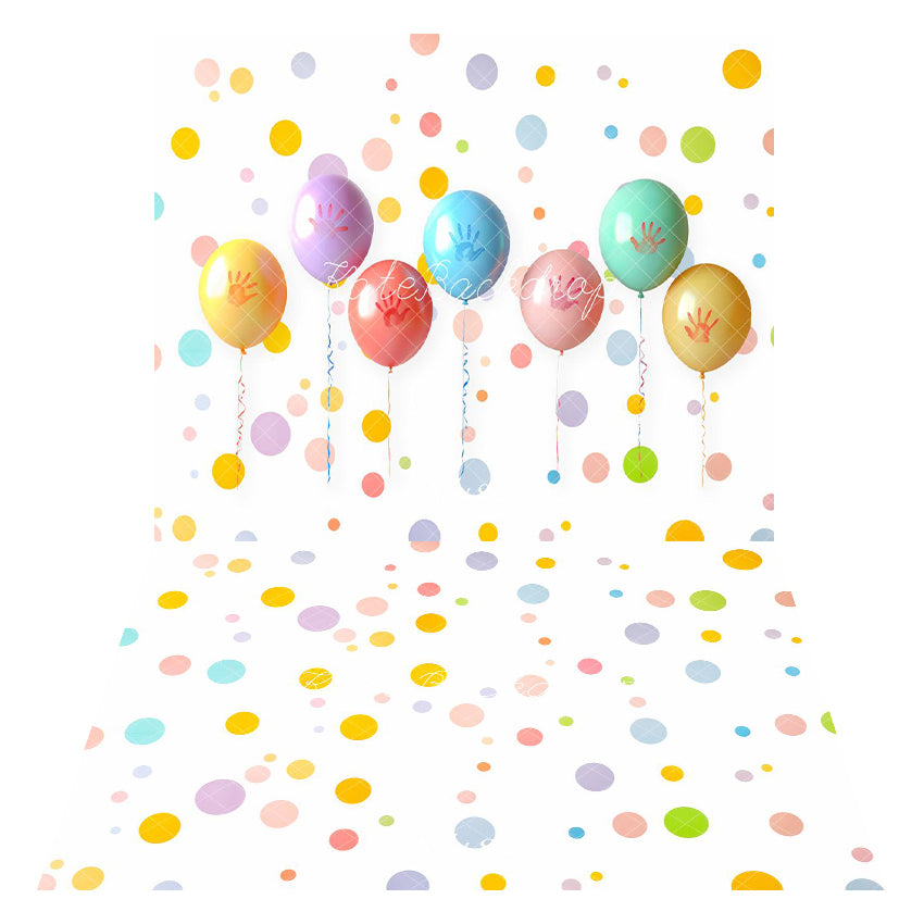 Kate Balloon Handprint Backdrop+Colored Dots Floor Backdrop - Kate Backdrop AU