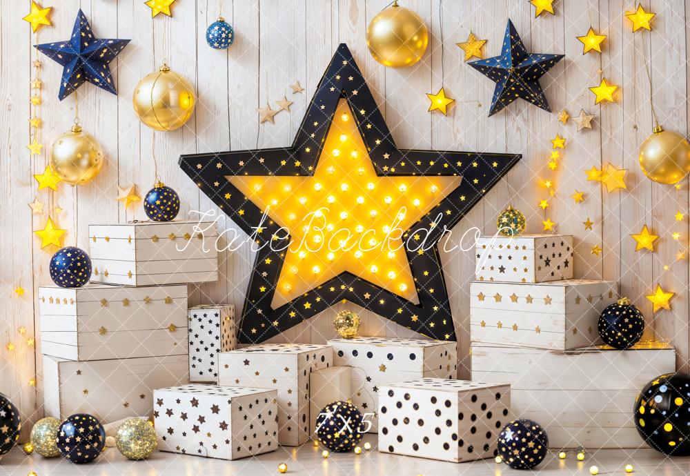 Kate Star Lights Gift Boxes Wooden Wall Backdrop Designed by Emetselch - Kate Backdrop AU