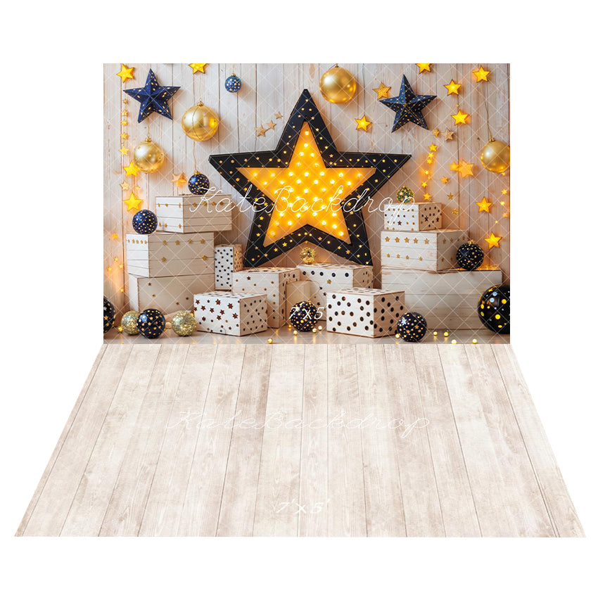 Kate Star Party Birthday Backdrop+Wood Floor Backdrop - Kate Backdrop AU