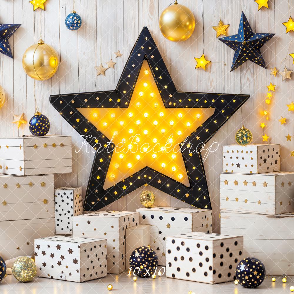 Kate Star Lights Gift Boxes Wooden Wall Backdrop Designed by Emetselch - Kate Backdrop AU