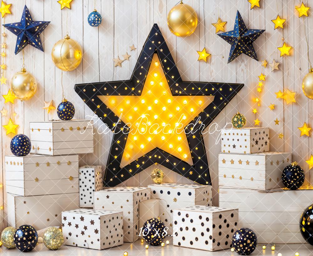 Kate Star Lights Gift Boxes Wooden Wall Backdrop Designed by Emetselch - Kate Backdrop AU