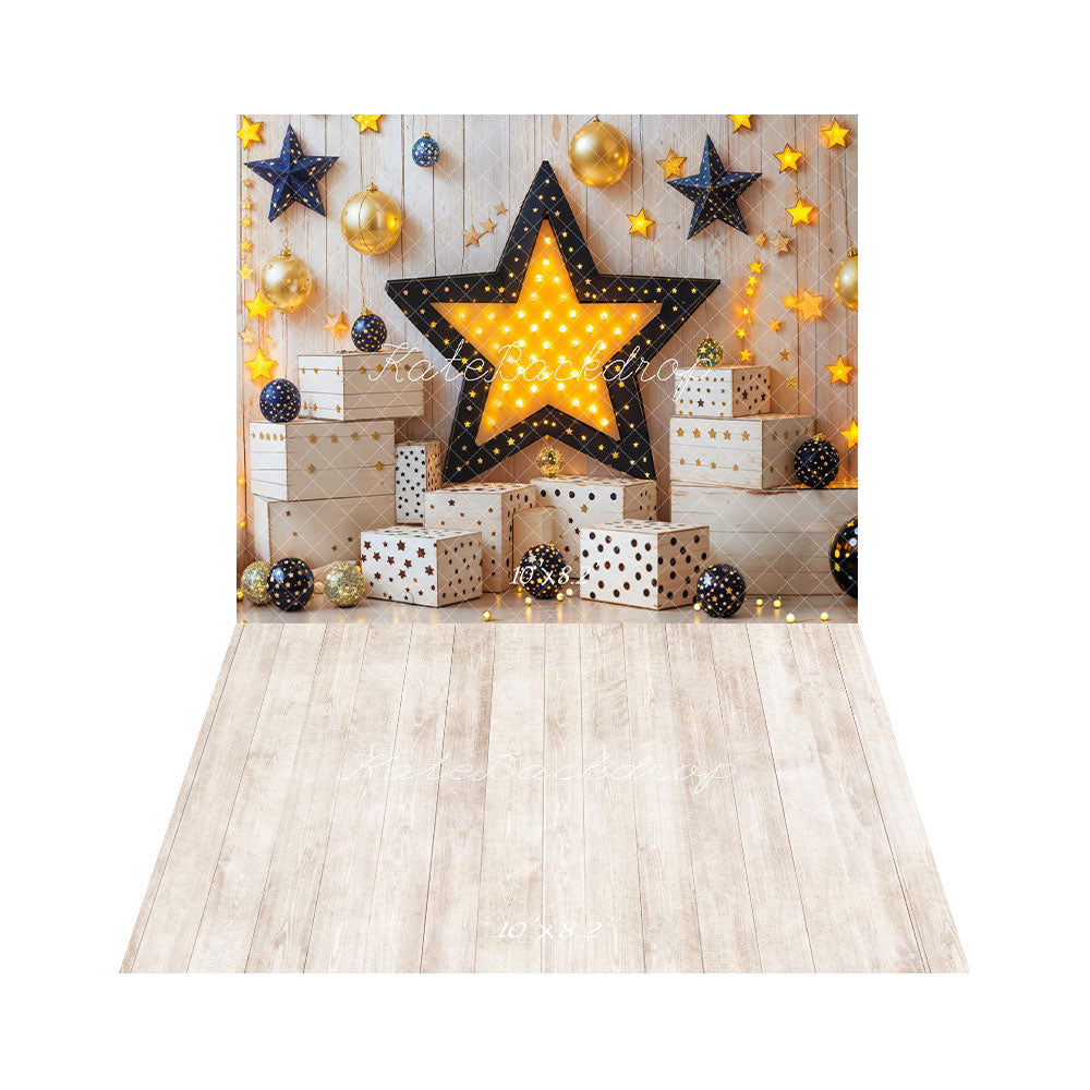 Kate Star Party Birthday Backdrop+Wood Floor Backdrop - Kate Backdrop AU