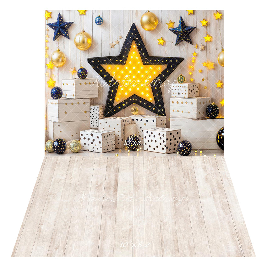 Kate Star Party Birthday Backdrop+Wood Floor Backdrop - Kate Backdrop AU