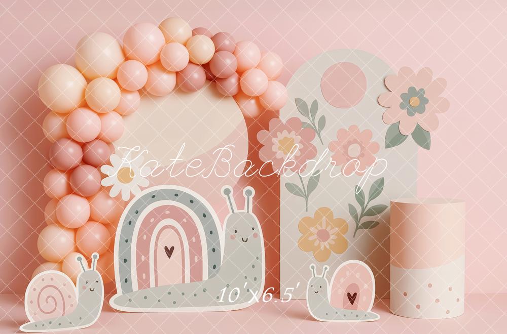 Kate Pink Snaily Floral Smash Cake Backdrop Designed by Patty Roberts