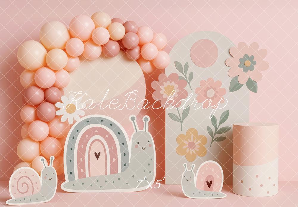 Kate Pink Snaily Floral Smash Cake Backdrop Designed by Patty Roberts