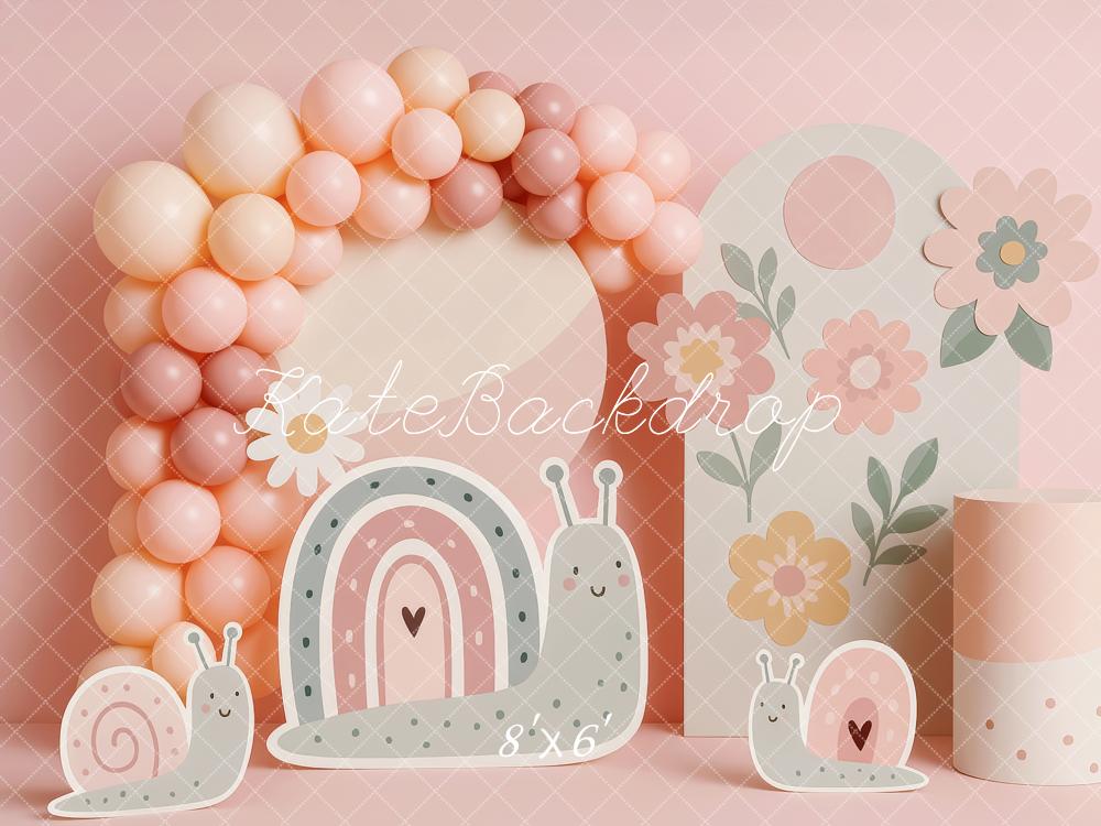 Kate Pink Snaily Floral Smash Cake Backdrop Designed by Patty Roberts