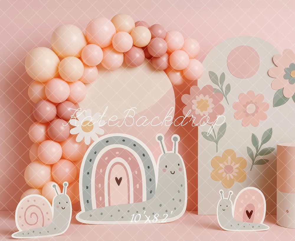 Kate Pink Snaily Floral Smash Cake Backdrop Designed by Patty Roberts