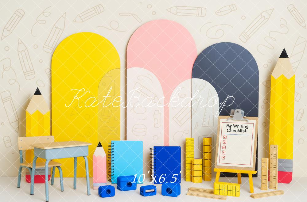 Kate Color Doodle Back To School Backdrop Designed by Patty Roberts - Kate Backdrop AU
