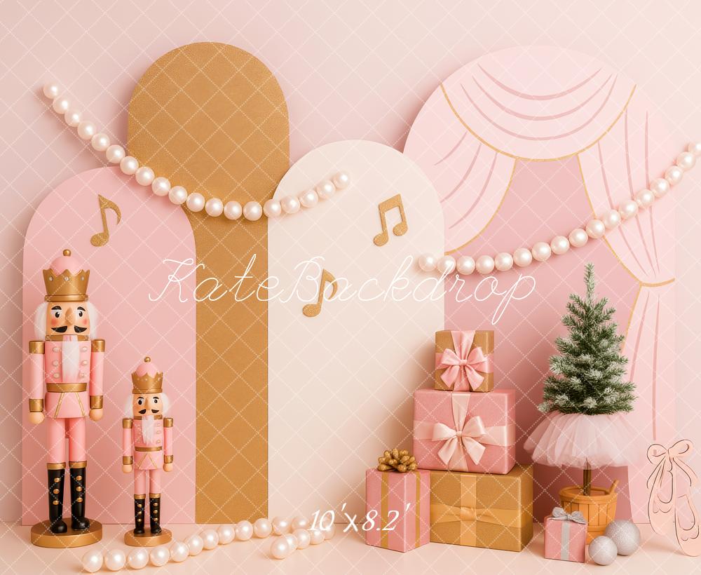 Kate Pink Christmas Nutcrackers Backdrop Designed by Patty Roberts - Kate Backdrop AU