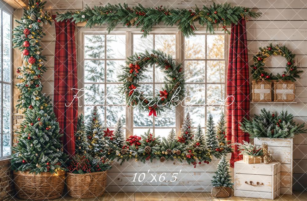 Kate Winter Christmas Decorate Window Backdrop Designed by Emetselch