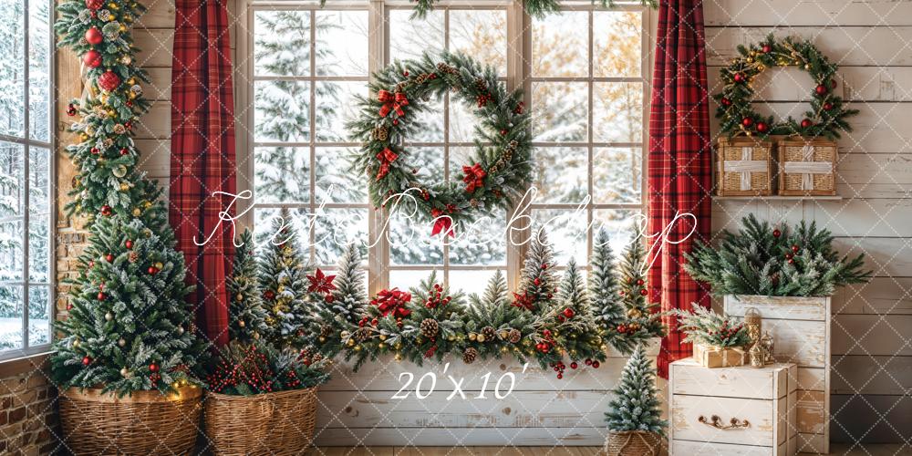 Kate Winter Christmas Decorate Window Backdrop Designed by Emetselch