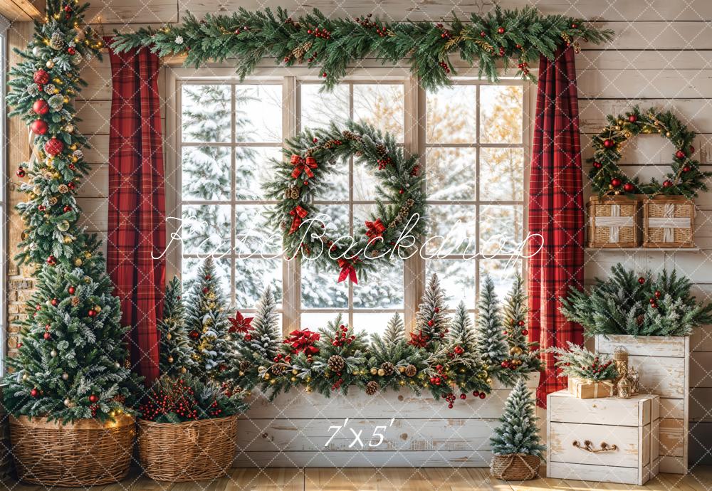 Kate Winter Christmas Decorate Window Backdrop Designed by Emetselch
