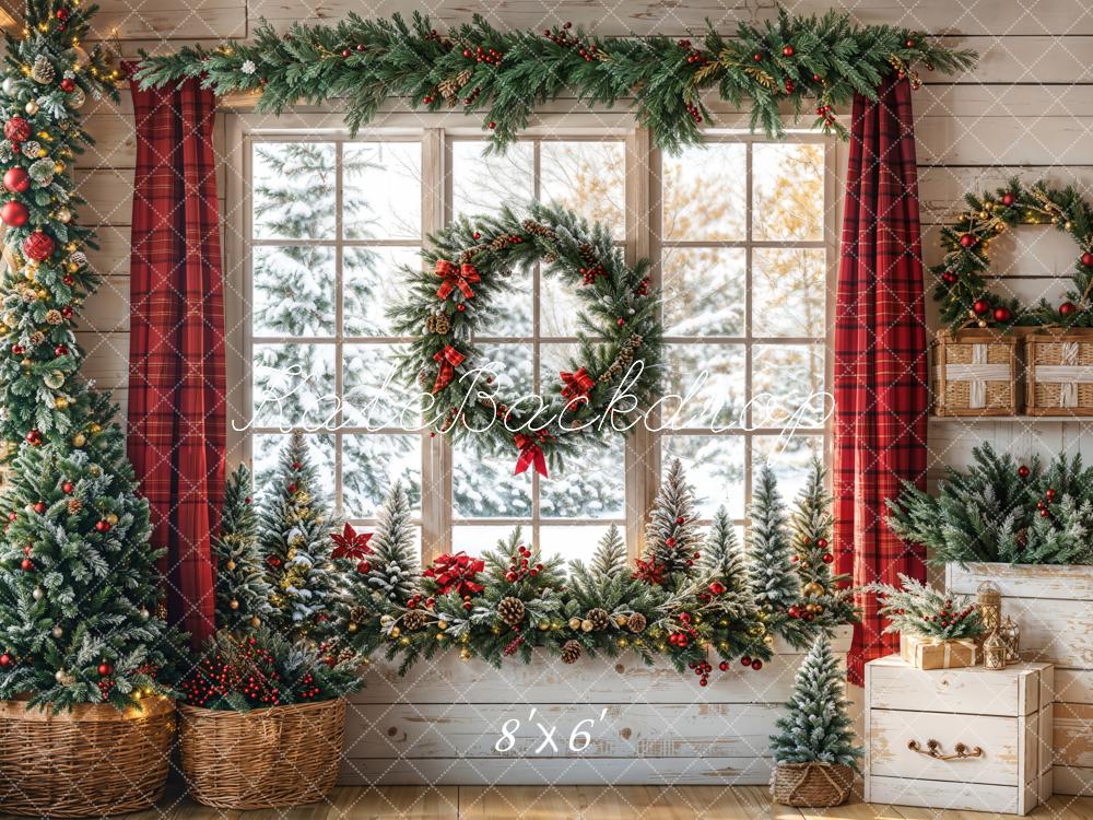 Kate Winter Christmas Decorate Window Backdrop Designed by Emetselch