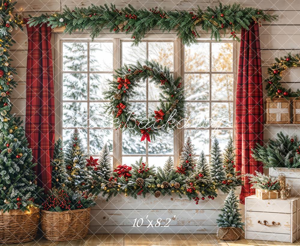 Kate Winter Christmas Decorate Window Backdrop Designed by Emetselch