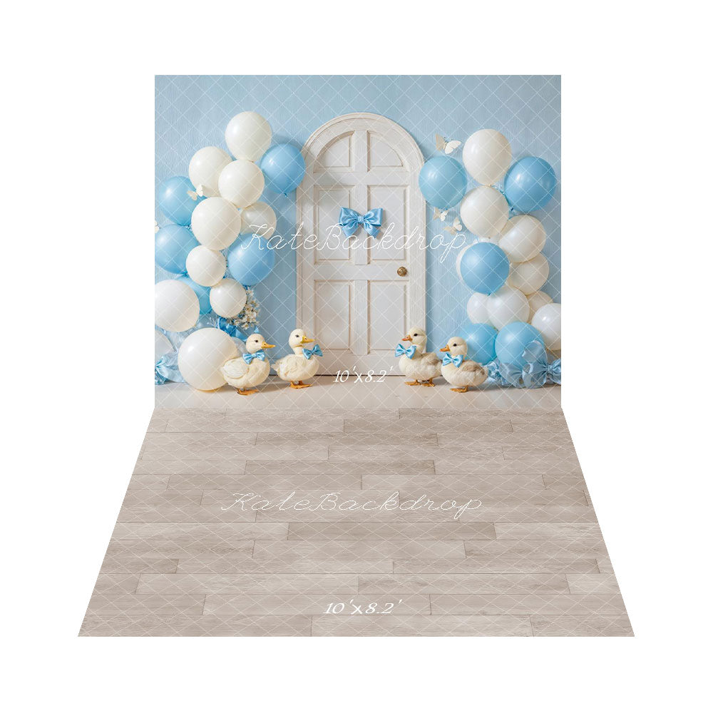Kate Blue Balloon Duck Backdrop+Light Gray Floor Backdrop - Kate Backdrop AU