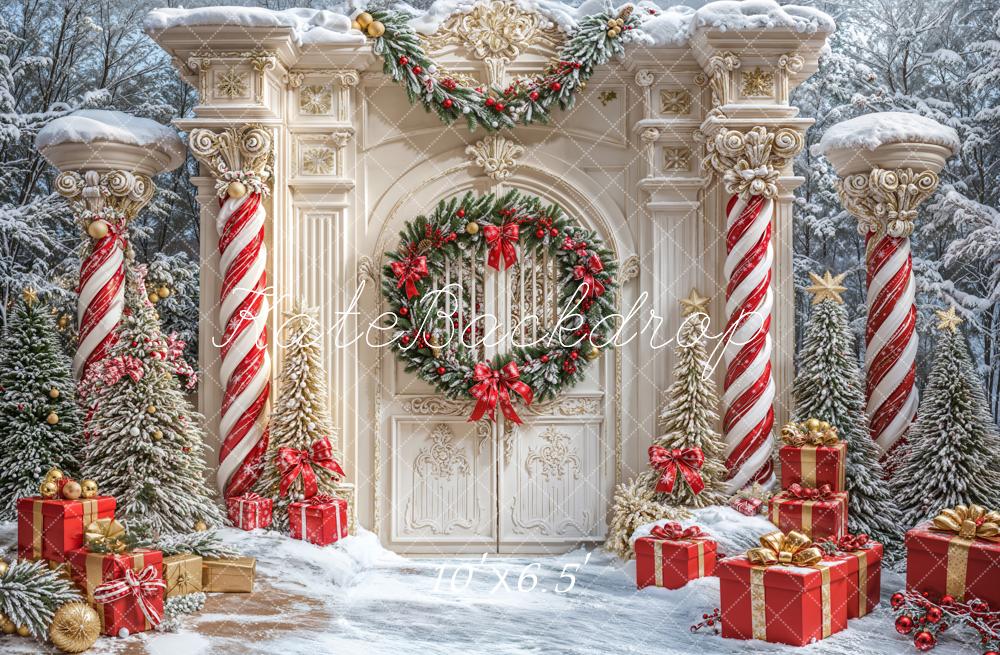 Kate Christmas Snow Gate Gift Backdrop Designed by Emetselch - Kate Backdrop AU