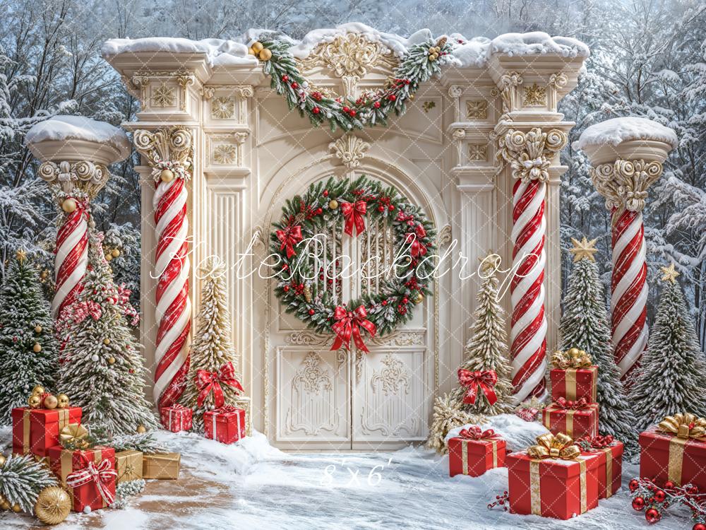 Kate Christmas Snow Gate Gift Backdrop Designed by Emetselch - Kate Backdrop AU