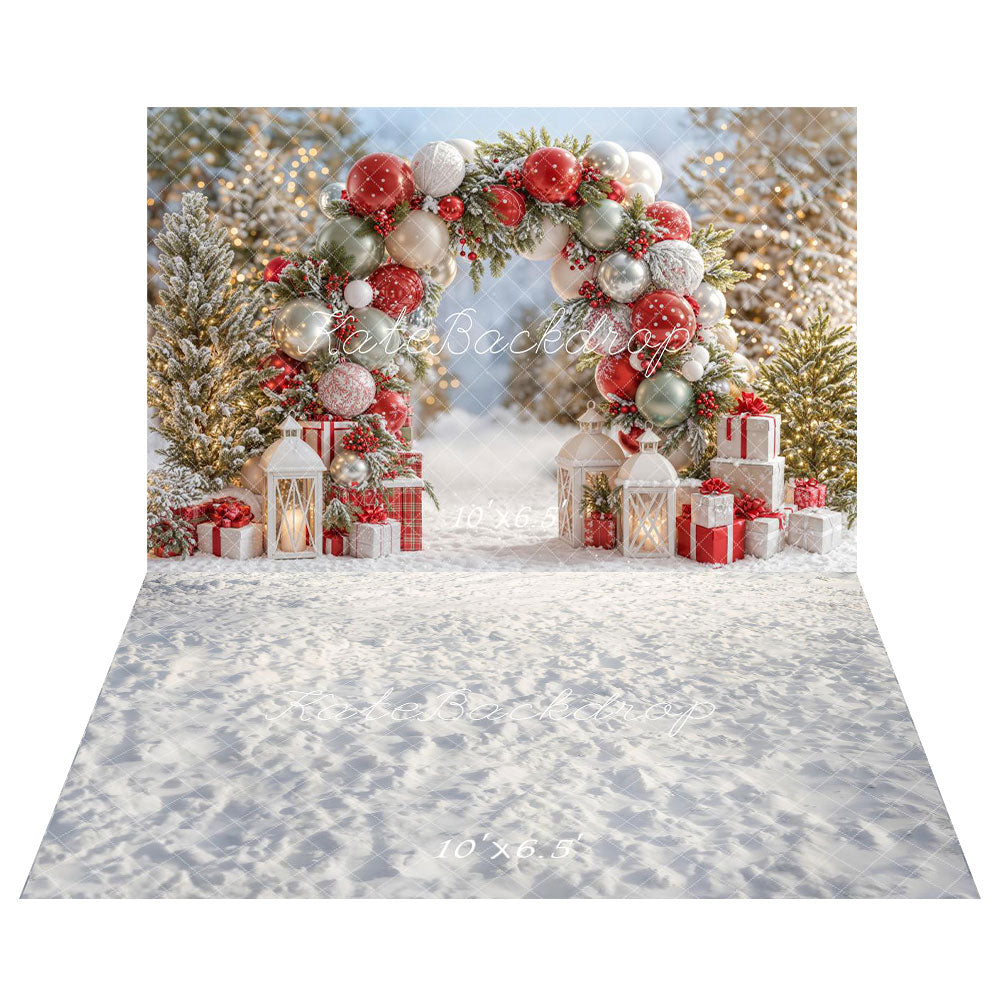 Kate Christmas Tree Gifts Arch Backdrop+Snow Floor Backdrop