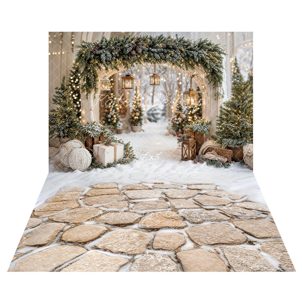 Kate Christmas Snow Arch Backdrop+Winter Stone Floor Backdrop - Kate Backdrop AU