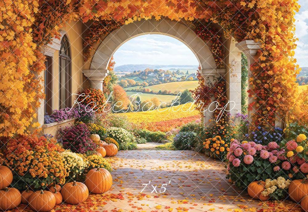 Kate Autumn Fallen Leaves Pumpkin Backdrop Designed by Emetselch - Kate Backdrop AU