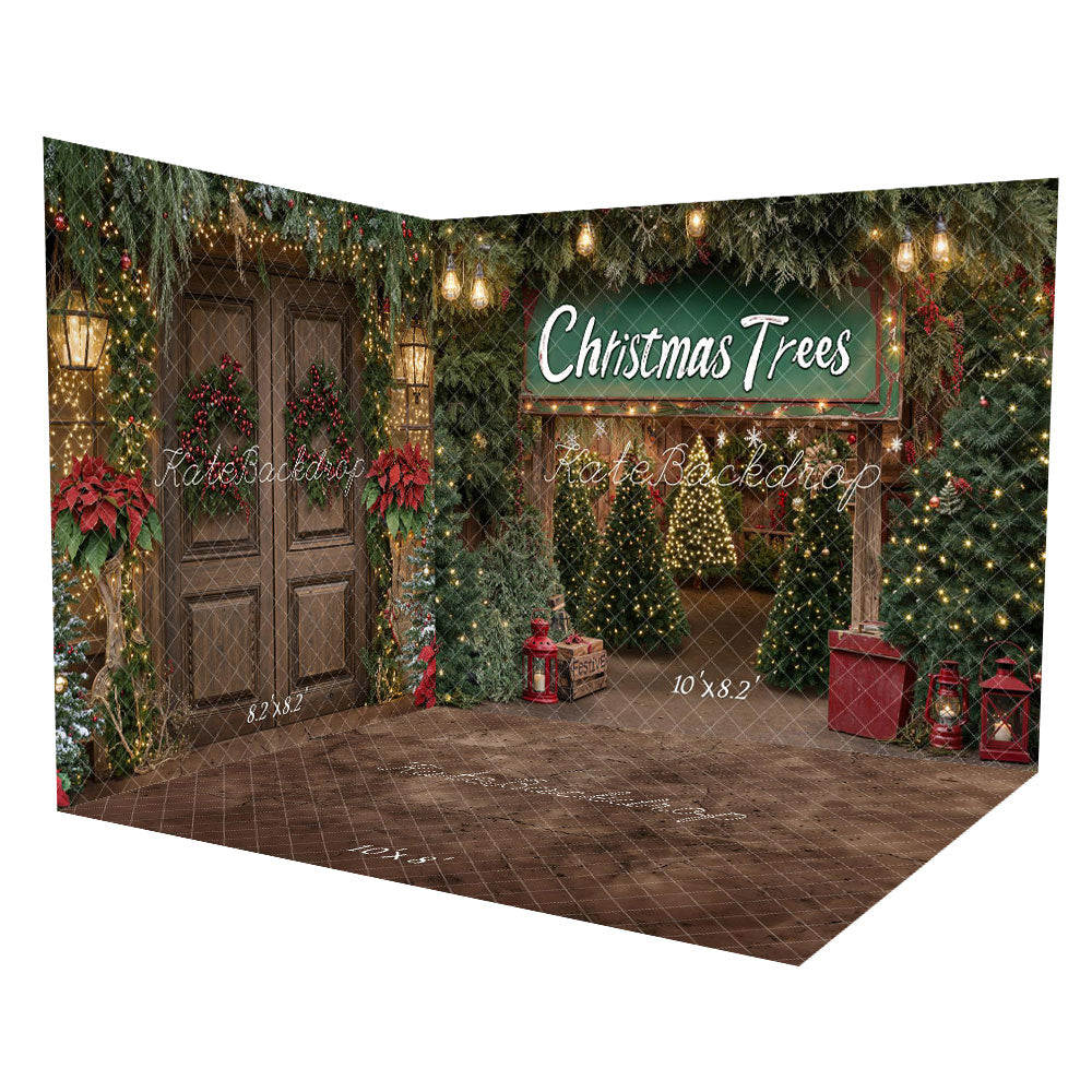 Kate Festive Christmas Tree Door Room Set - Kate Backdrop AU