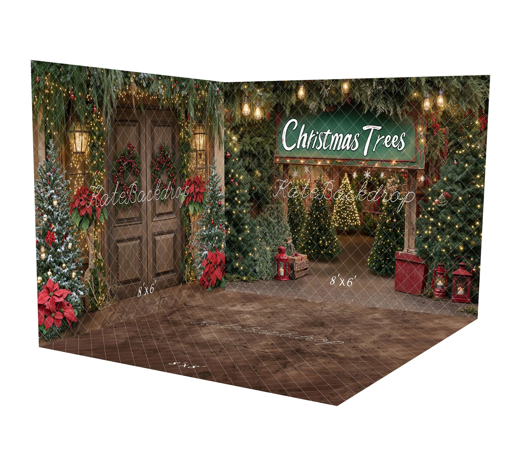 Kate Festive Christmas Tree Door Room Set - Kate Backdrop AU