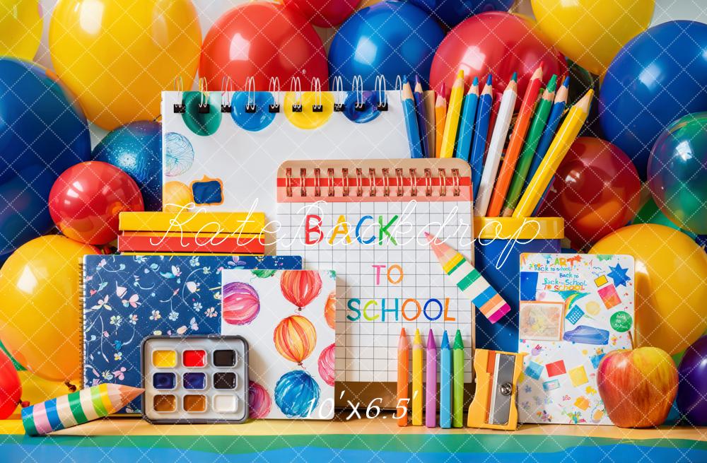 Kate Colorful Balloons Back to School Backdrop Designed by Emetselch - Kate Backdrop AU
