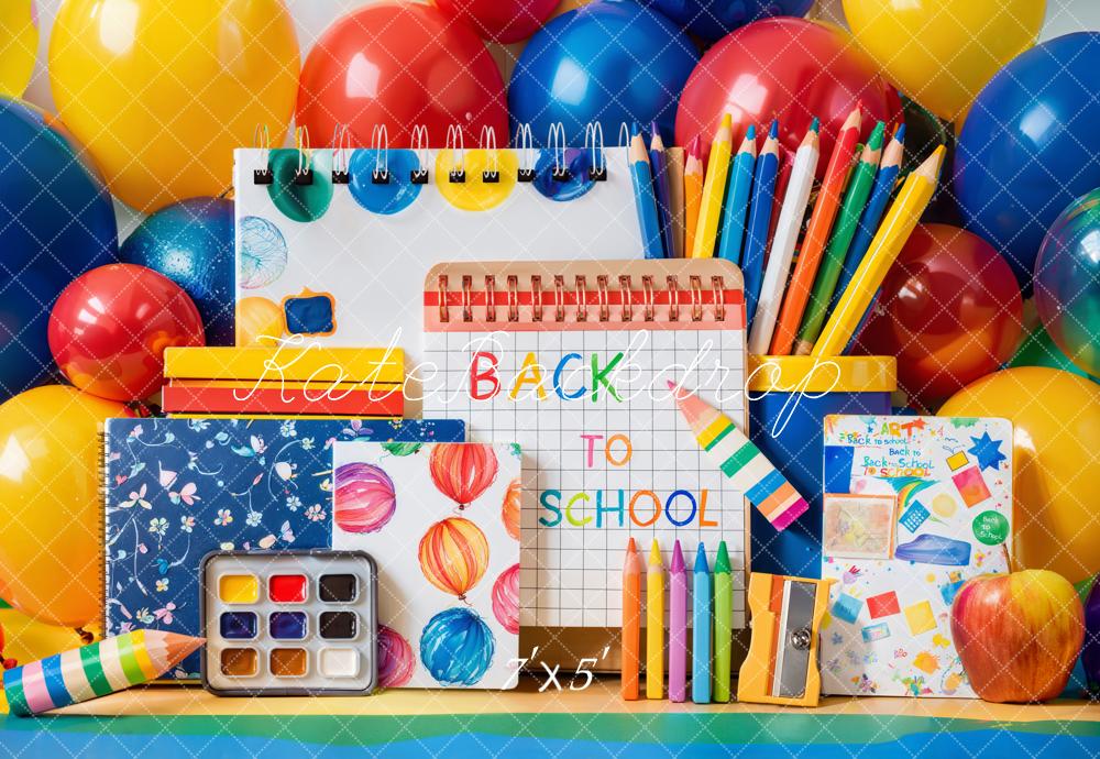 Kate Colorful Balloons Back to School Backdrop Designed by Emetselch - Kate Backdrop AU