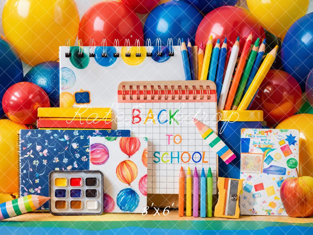 Kate Colorful Balloons Back to School Backdrop Designed by Emetselch - Kate Backdrop AU