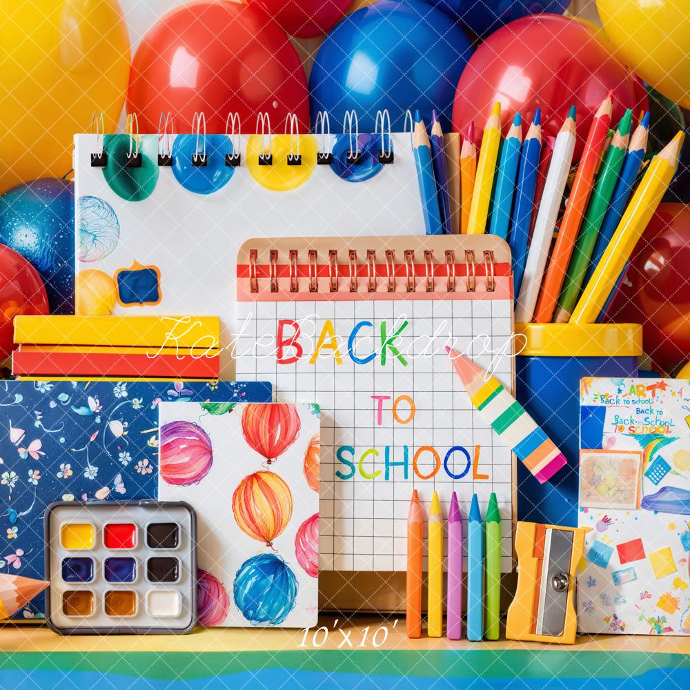 Kate Colorful Balloons Back to School Backdrop Designed by Emetselch - Kate Backdrop AU