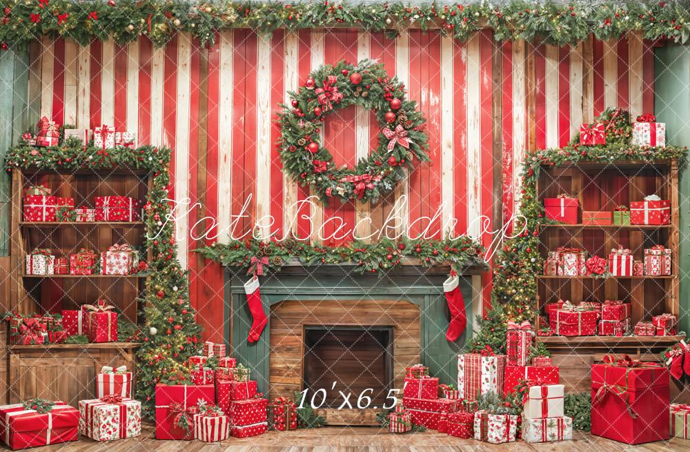 Kate Red Gift Wreath Christmas Backdrop Designed by Emetselch