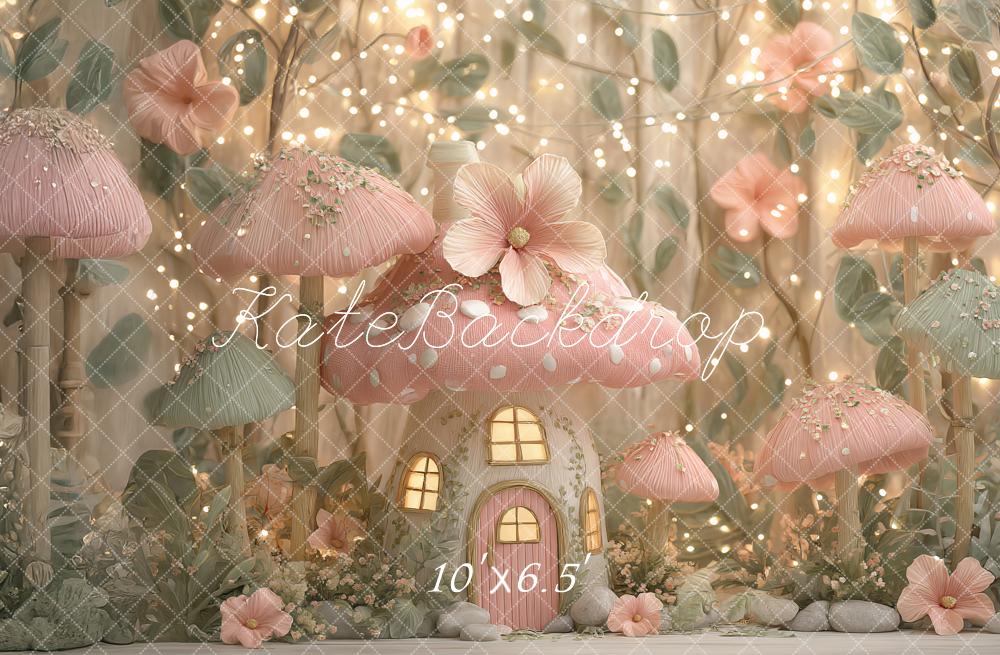 Kate Fairy Mushroom Pink Backdrop Designed by Ashley Paul