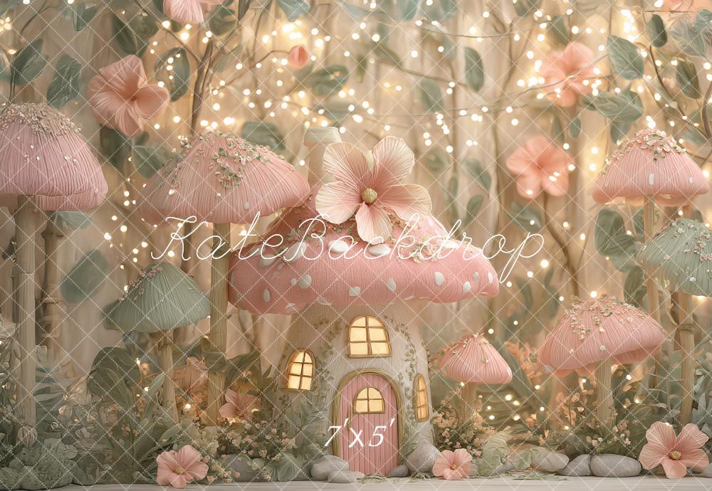 Kate Fairy Mushroom Pink Backdrop Designed by Ashley Paul