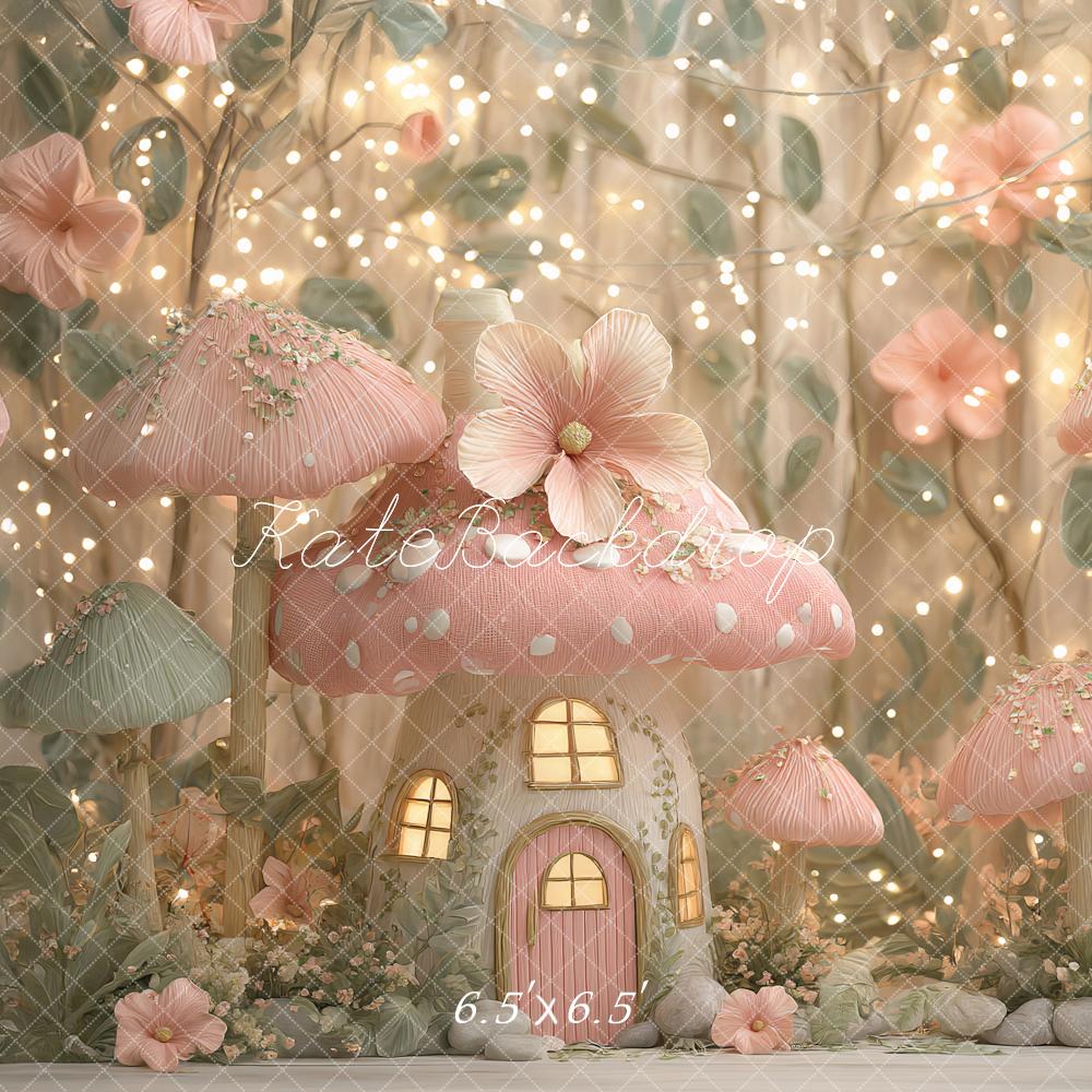 Kate Fairy Mushroom Pink Backdrop Designed by Ashley Paul
