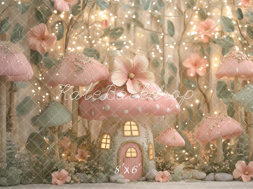 Kate Fairy Mushroom Pink Backdrop Designed by Ashley Paul