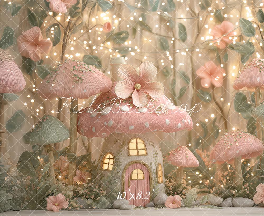 Kate Fairy Mushroom Pink Backdrop Designed by Ashley Paul