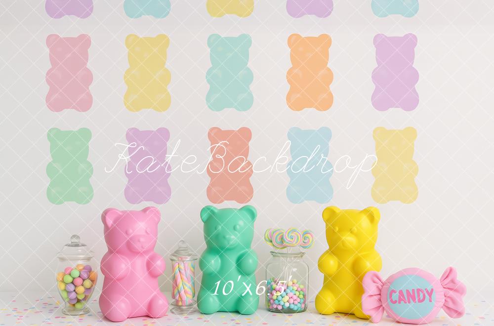 Kate Pastel Gummy Bears Candy Backdrop Designed by Patty Roberts - Kate Backdrop AU