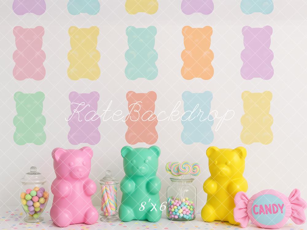 Kate Pastel Gummy Bears Candy Backdrop Designed by Patty Roberts - Kate Backdrop AU