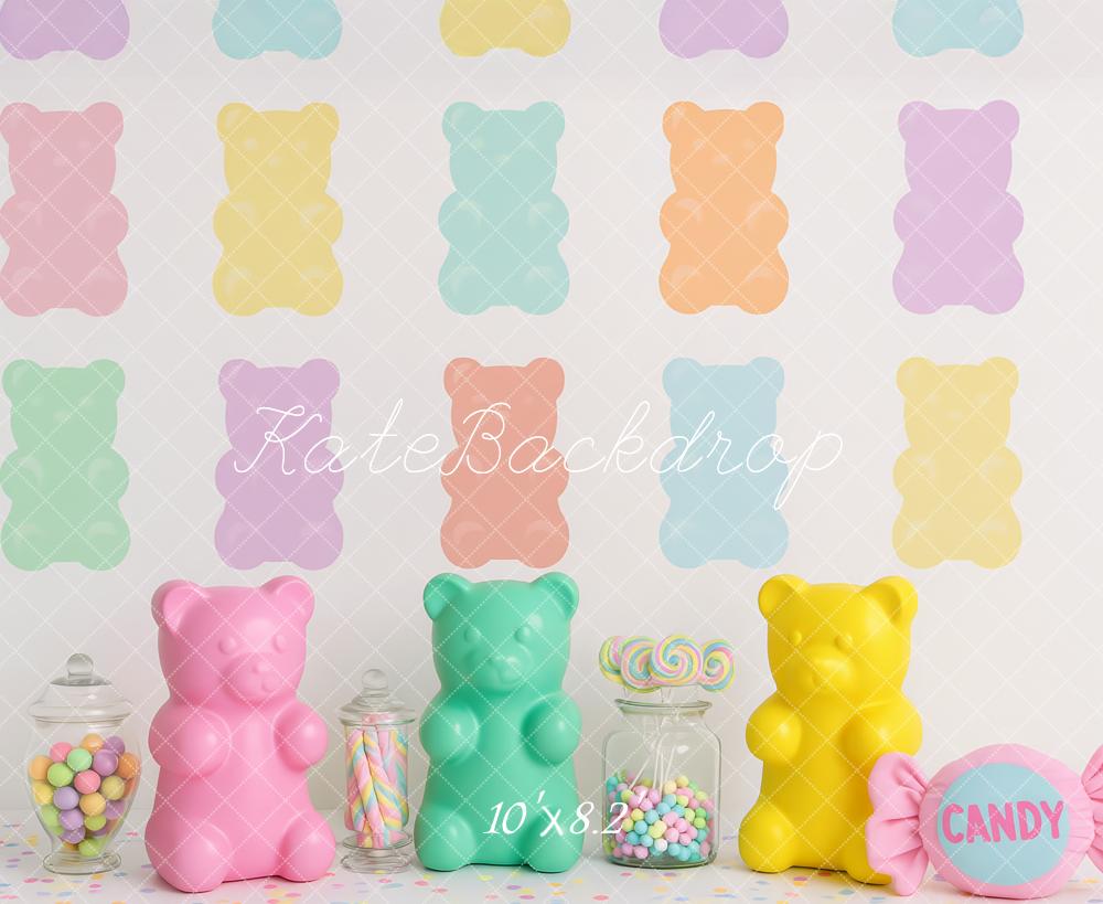 Kate Pastel Gummy Bears Candy Backdrop Designed by Patty Roberts - Kate Backdrop AU