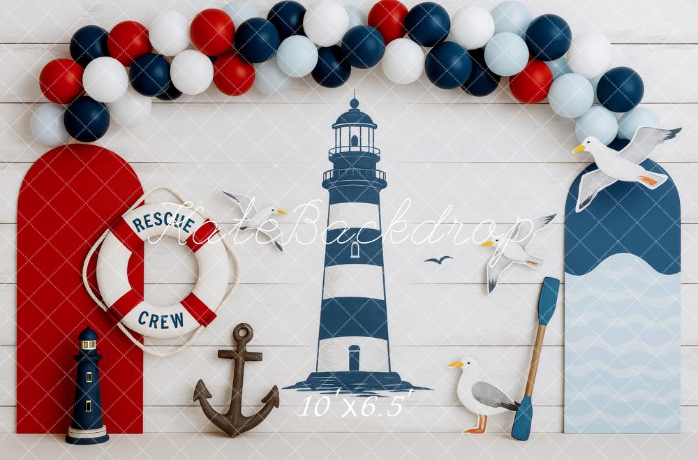 Kate Nautical Lighthouse Smash Cake Backdrop Designed by Patty Roberts - Kate Backdrop AU