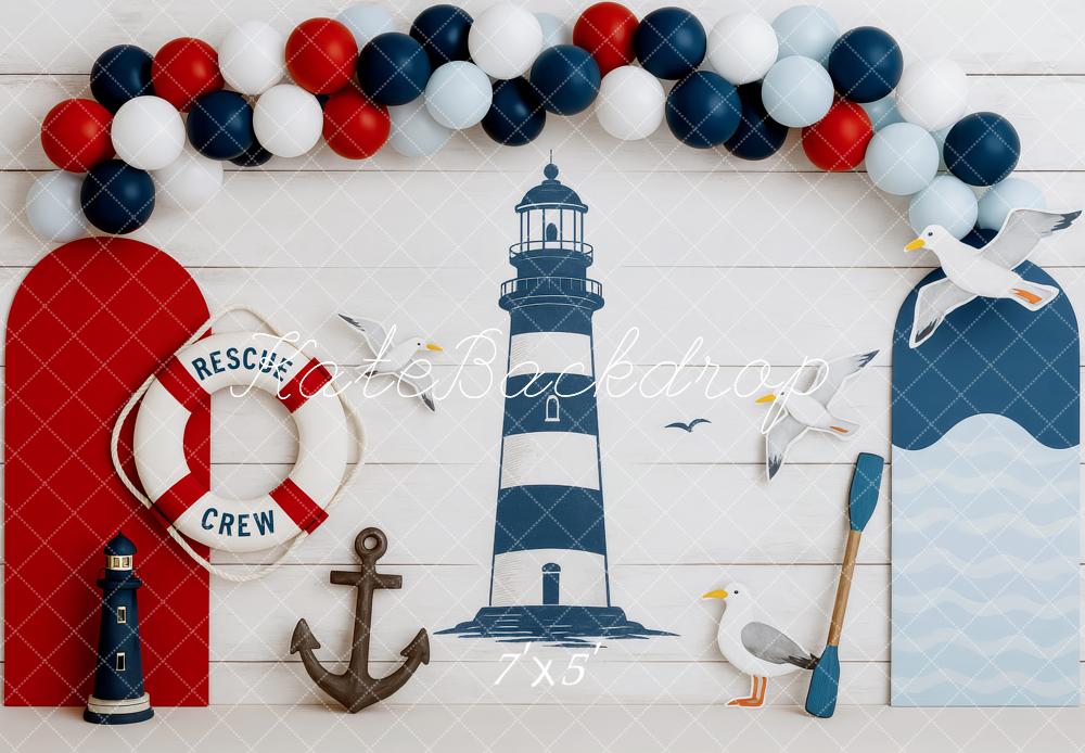 Kate Nautical Lighthouse Smash Cake Backdrop Designed by Patty Roberts - Kate Backdrop AU
