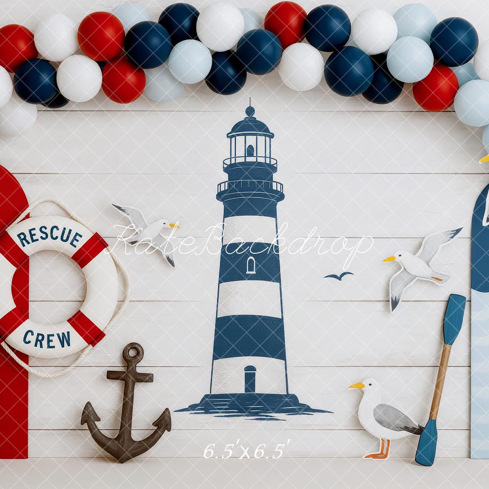 Kate Nautical Lighthouse Smash Cake Backdrop Designed by Patty Roberts - Kate Backdrop AU