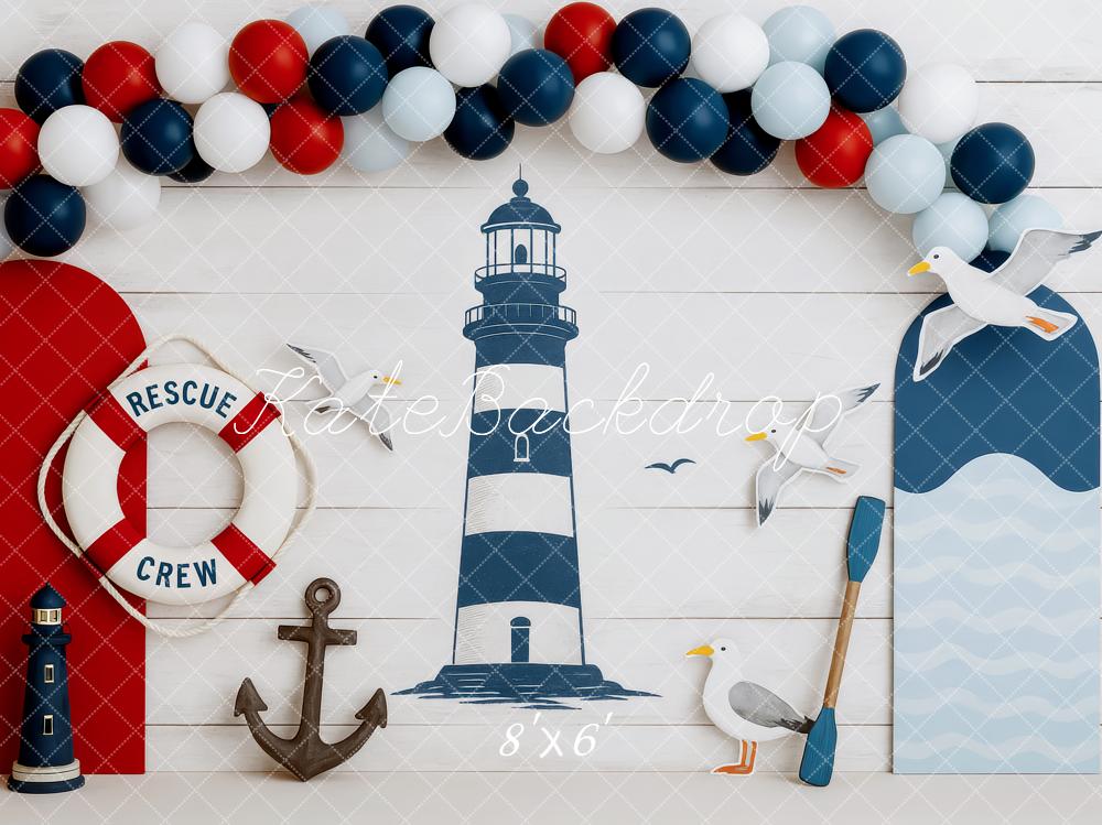 Kate Nautical Lighthouse Smash Cake Backdrop Designed by Patty Roberts - Kate Backdrop AU