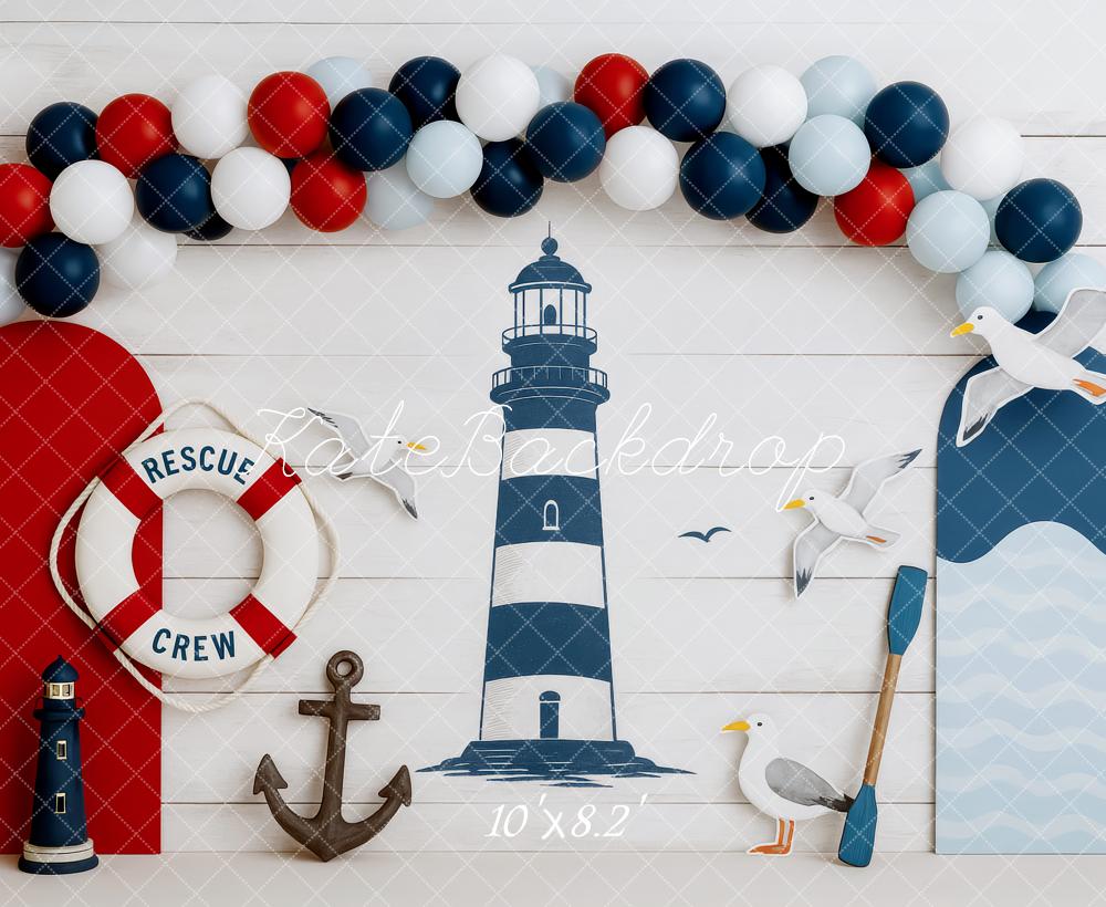 Kate Nautical Lighthouse Smash Cake Backdrop Designed by Patty Roberts - Kate Backdrop AU